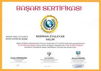 Aile İçi Etkili İletişim Konulu Sertifika