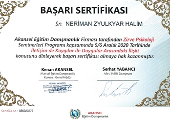 İletişimde Kaygılar ile Duygular Arasındaki İlişki Sertifikası