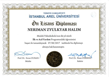 Üniversite Ön Lisans Diploması